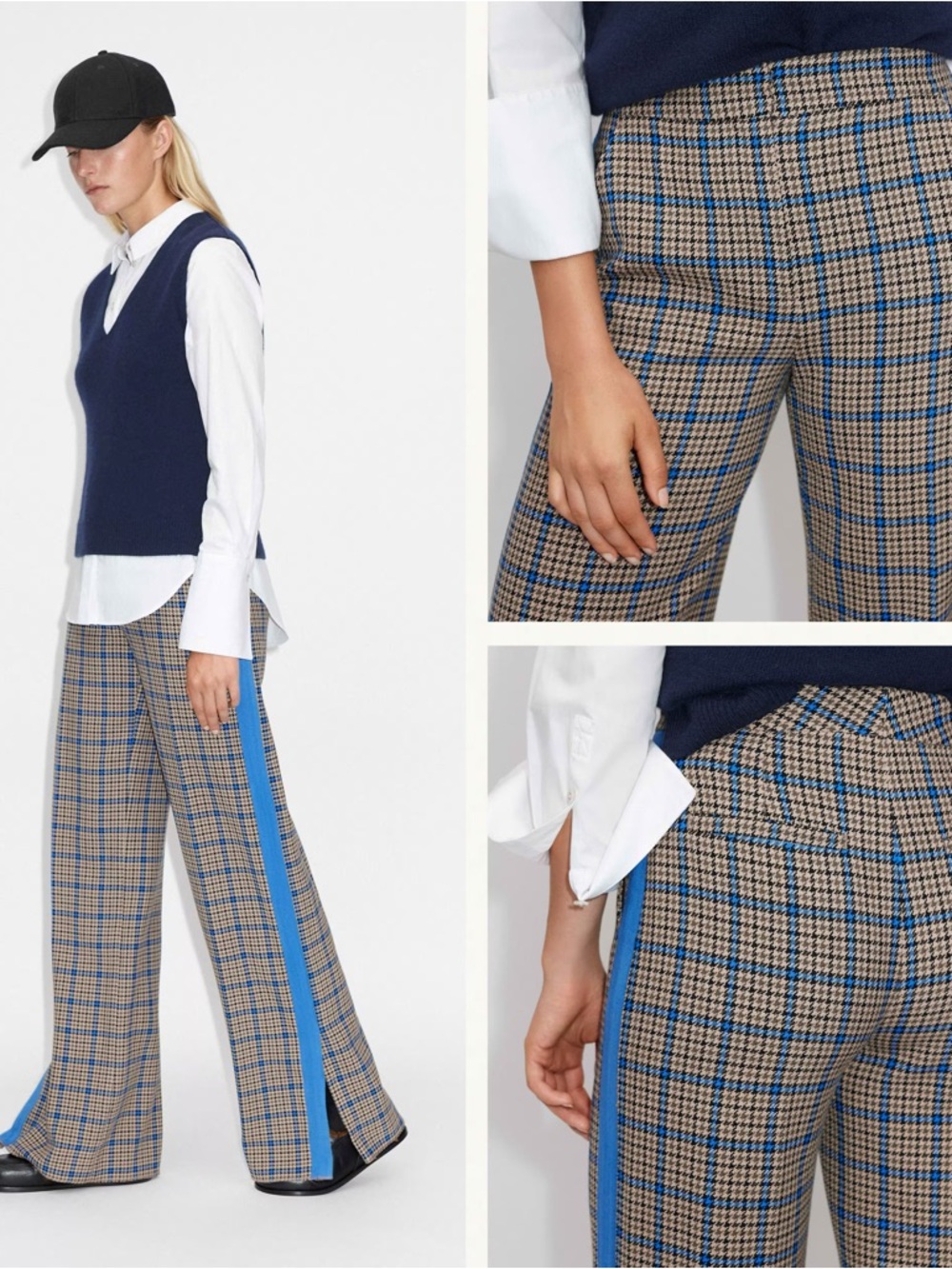 Me + Em Women’s Tailored Check Wide Leg Statement Man Pant Size 10 NWT